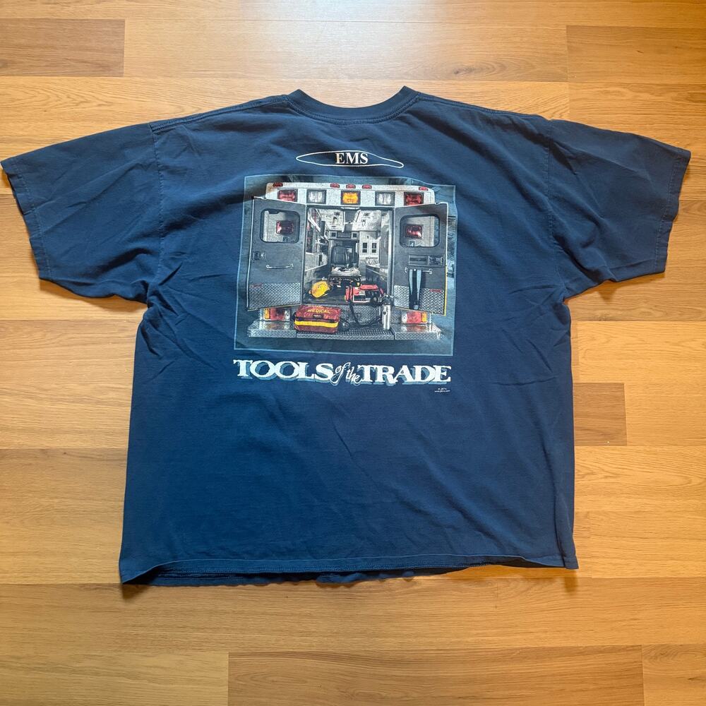 Men's Vintage 2000's Tools of the Trade EMS EMT Navy Blue Truck Tee Shirt Sz XL